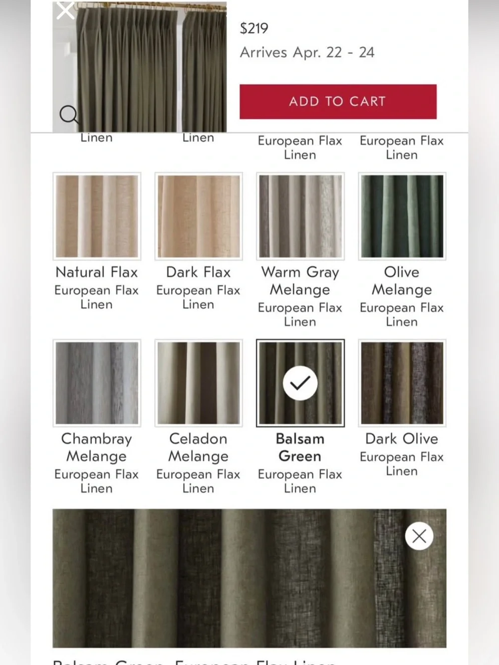West elm balsam green 48x108 curtains (set of 2)